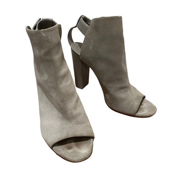 Vince Addison Peep-Toe Suede Bootie Boots Grey Size 10 - Picture 9 of 10